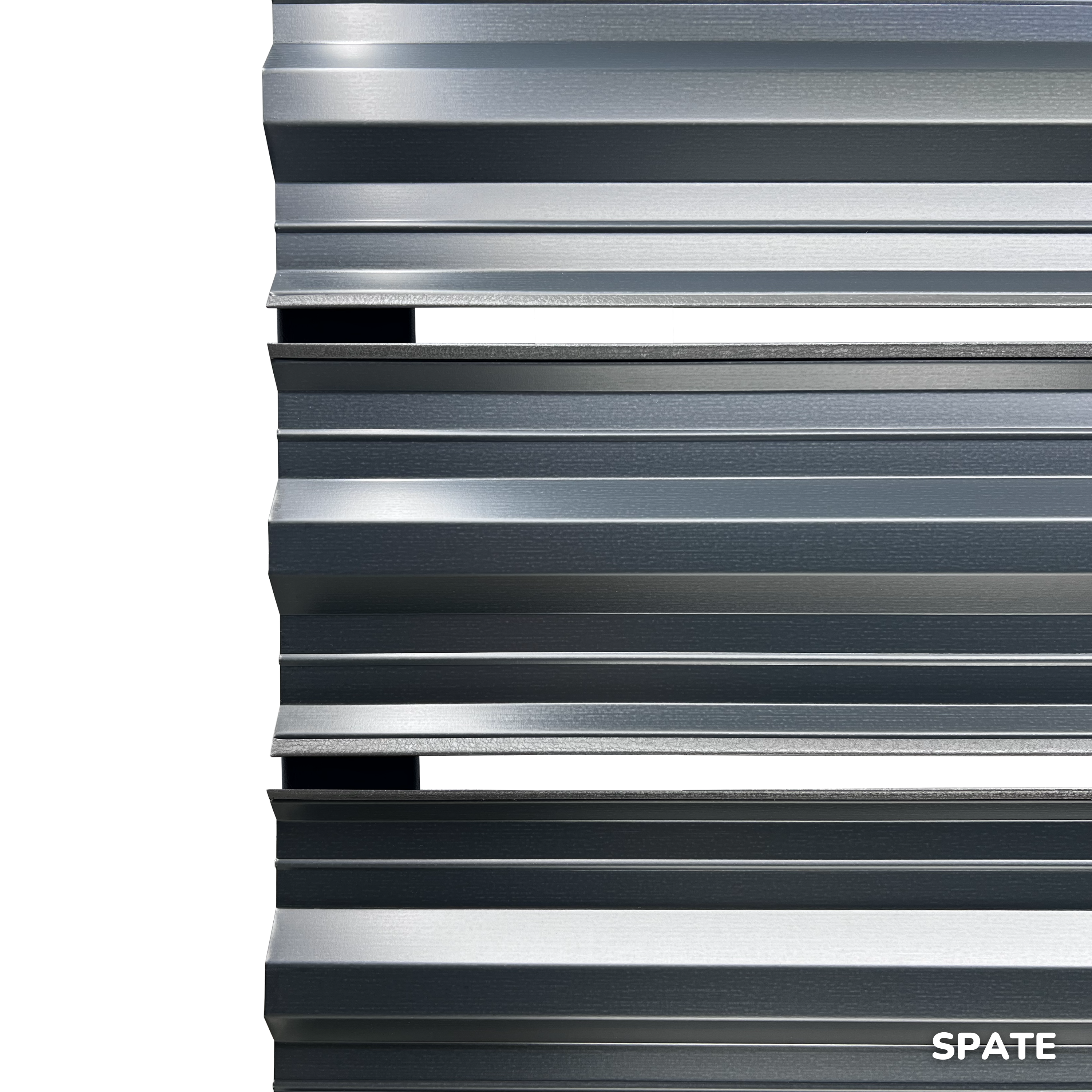 Prim-plan al modelului SIMETRICA Sipca Metalica cu finisaj de Mat în culoare Gri Grafit, disponibil pe www.sipca.ro, fabricat de Top Profil Sistem.