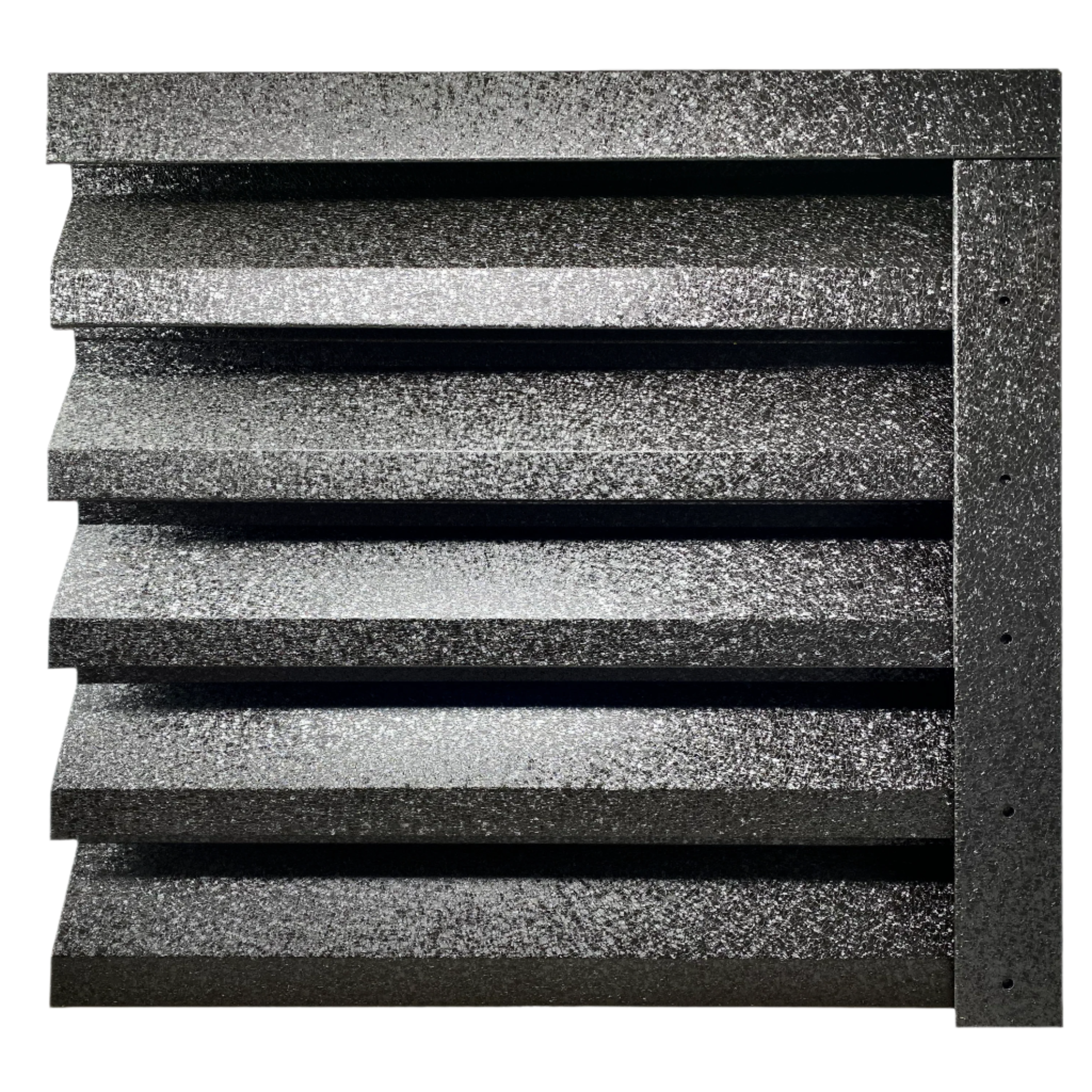 Prim-plan al modelului ATLAS Gard Jaluzele cu finisaj de Hi-Mat în culoare Negru de Noapte RAL 9005, disponibil pe www.jaluzelegard.ro, fabricat de Top Profil Sistem.