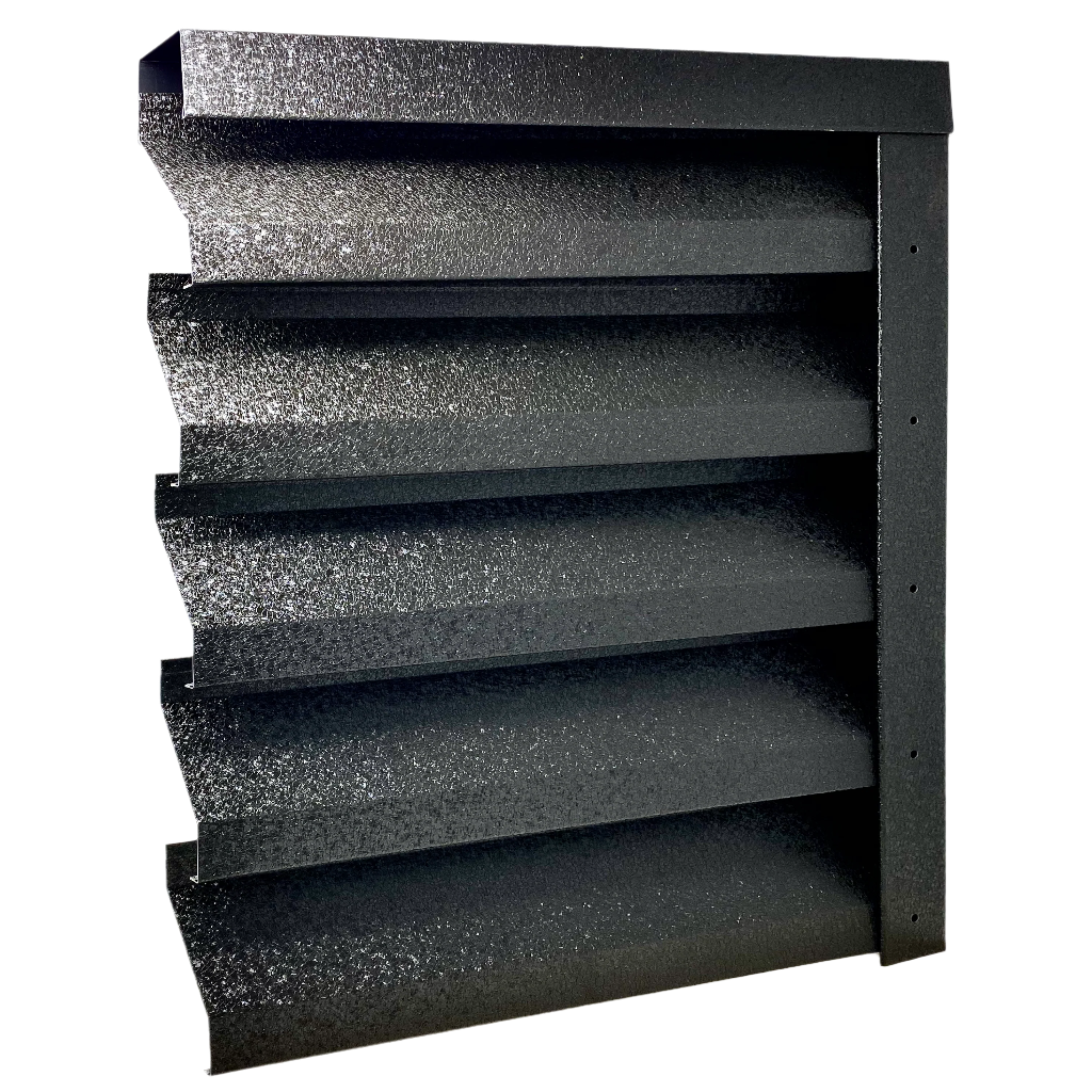 Prim-plan al modelului ATLAS Gard Jaluzele cu finisaj de Hi-Mat în culoare Negru de Noapte RAL 9005, disponibil pe www.jaluzelegard.ro, fabricat de Top Profil Sistem.