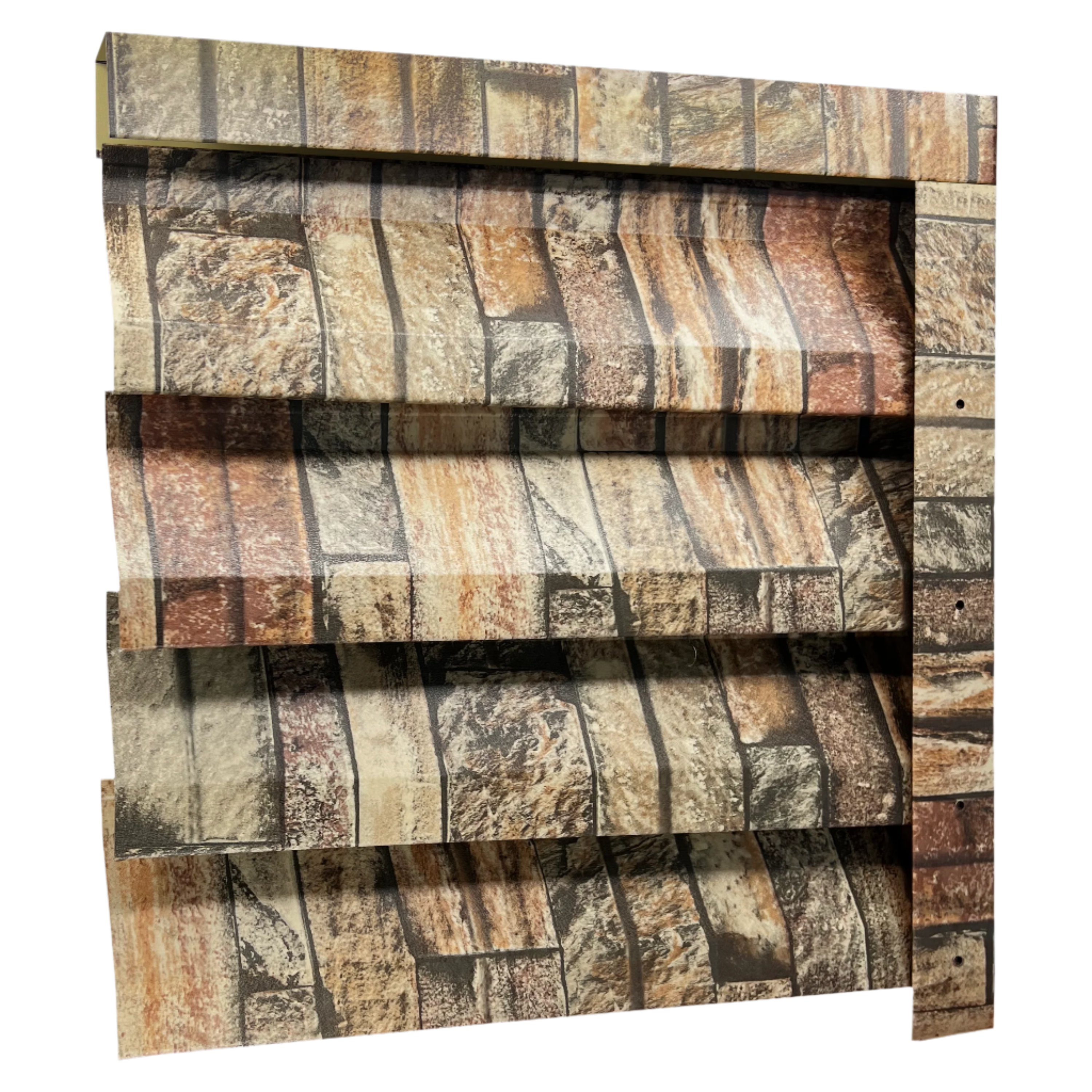 Prim-plan al modelului ATLAS Gard Jaluzele cu finisaj de Imitație Piatra în culoare Zid Granit, disponibil pe www.jaluzelegard.ro, fabricat de Top Profil Sistem.