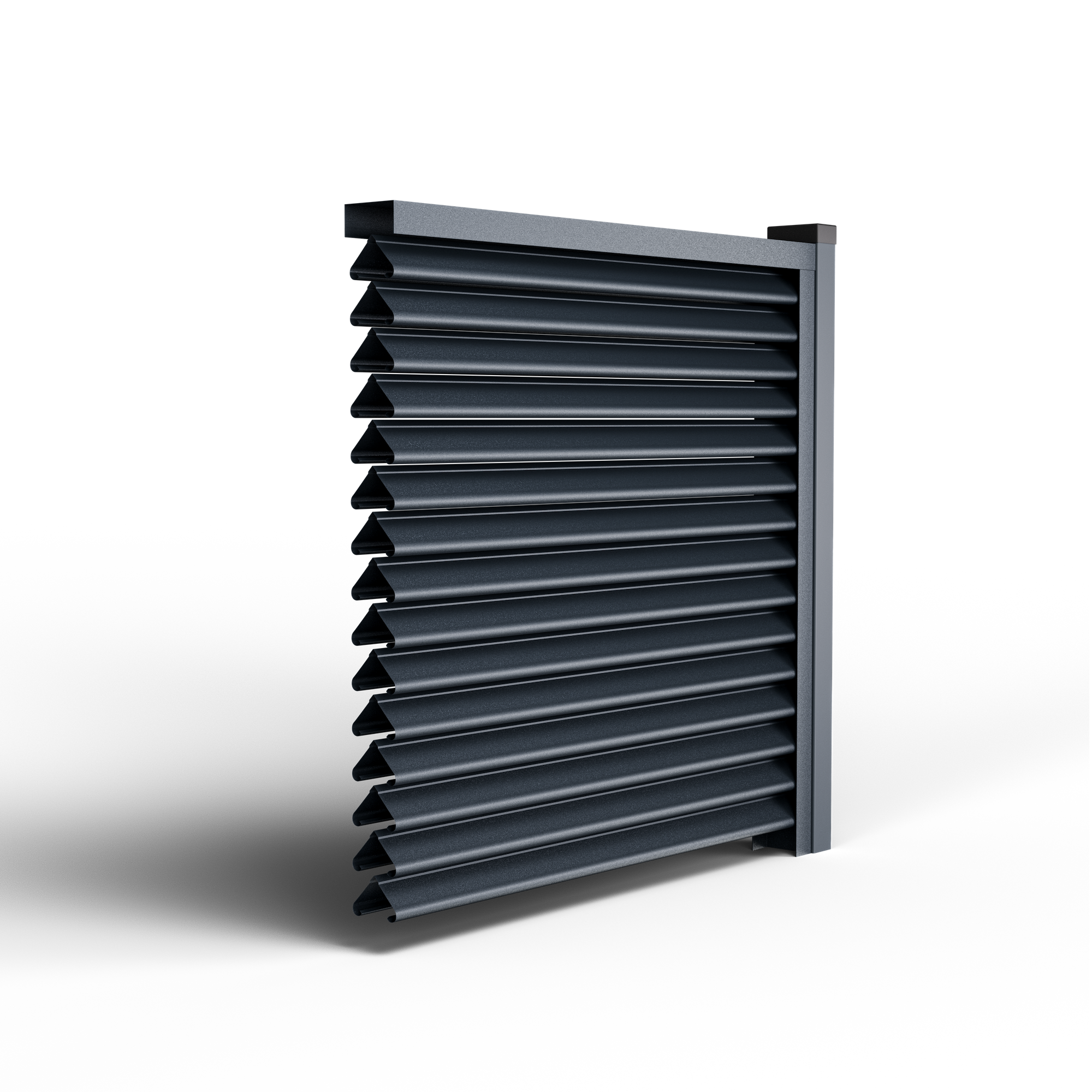 Pyramid Louver Fence | Atlantic Gray RAL 7016