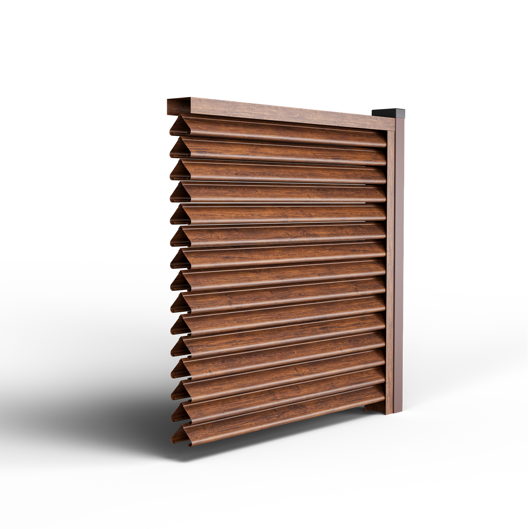 Pyramid Louver Fence | Mahogany