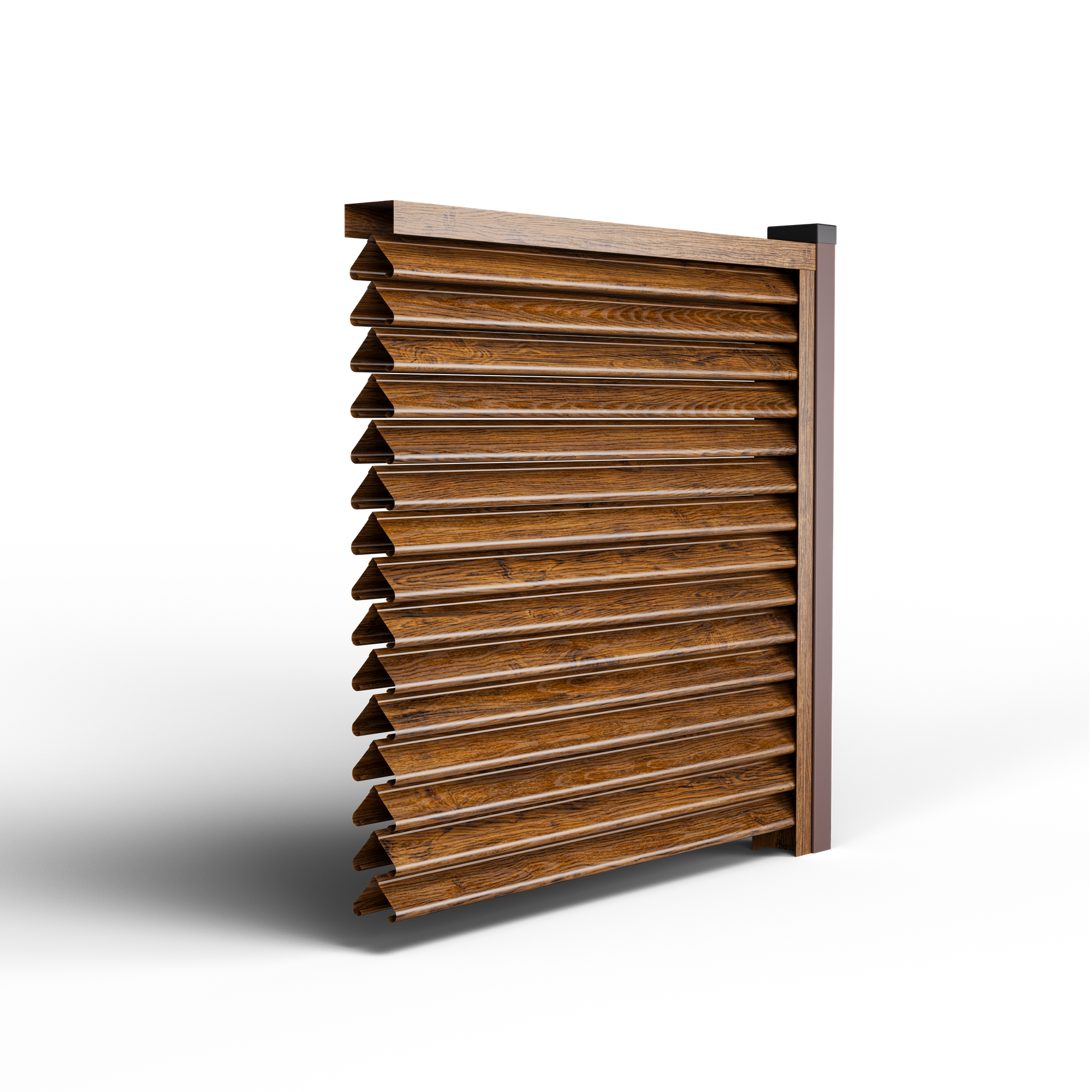 Pyramid Louver Fence | Striated Walnut