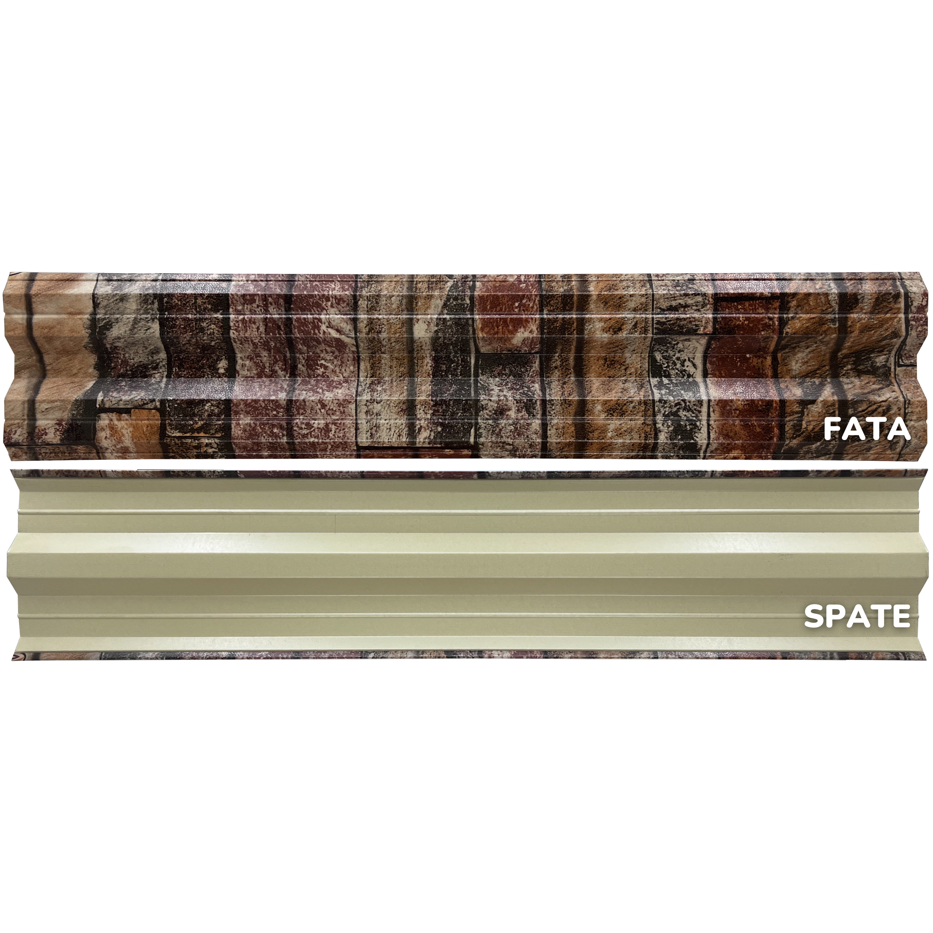Prim-plan al modelului SIMETRICA Sipca Metalica cu finisaj de Imitație Piatra în culoare Zid Granit, disponibil pe www.sipca.ro, fabricat de Top Profil Sistem.