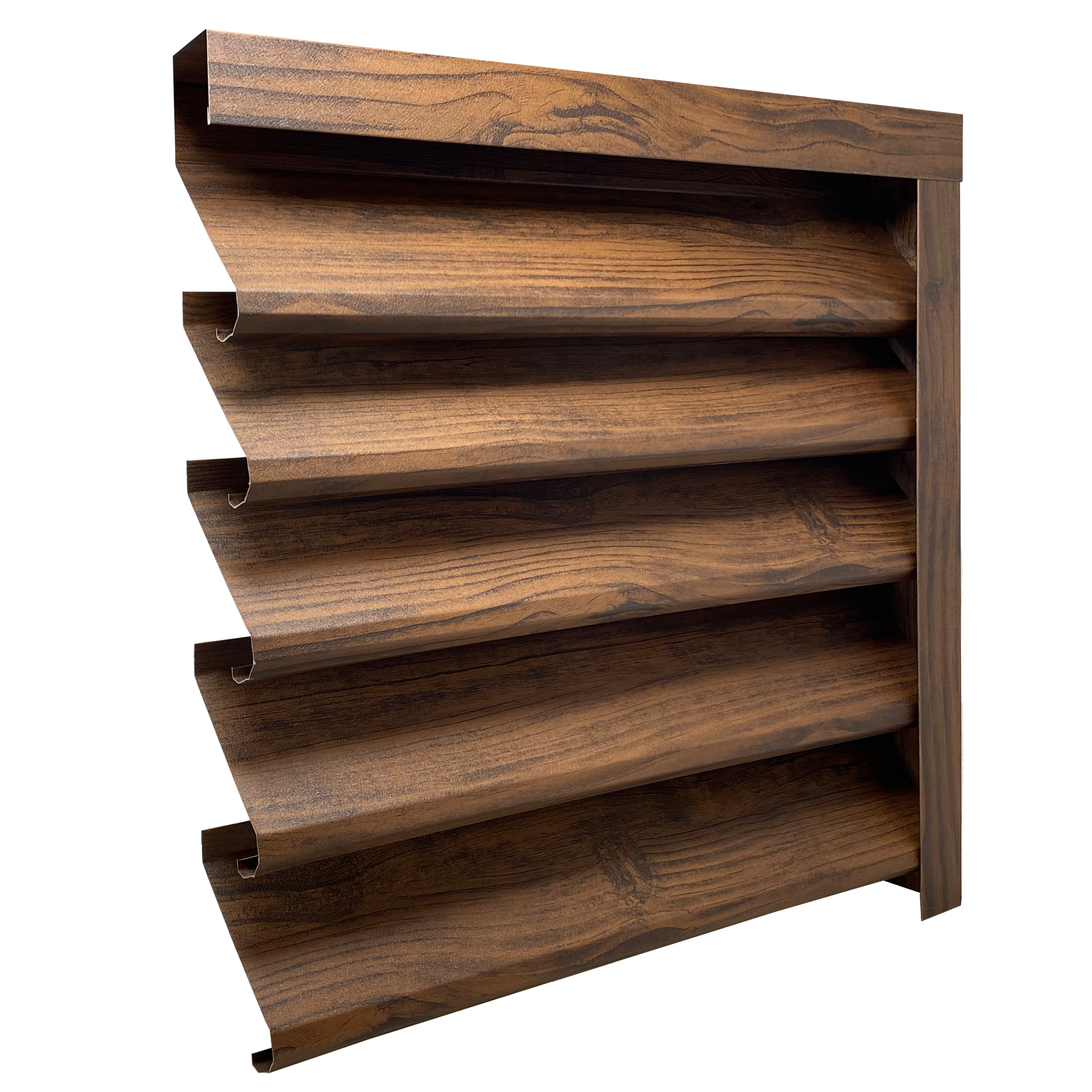 Prim-plan al modelului SIGMA Gard Jaluzele cu finisaj de Imitație Lemn în culoare Mahon, disponibil pe www.jaluzelegard.ro, fabricat de Top Profil Sistem.